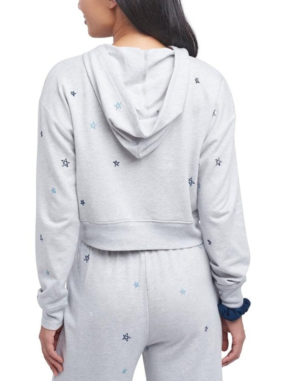 Splendid Women Long Sleeve Star Embroidered Hoodie Heather Grey Multi Size Large - Picture 2 of 4